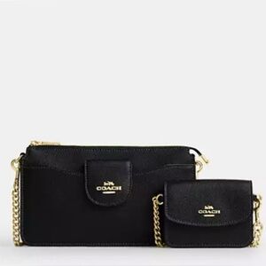 🖤Coach Black Poppy Crossbody Bag with Gold Chain Strap and Hardware
